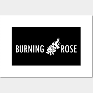 Burning Rose Logo White Posters and Art